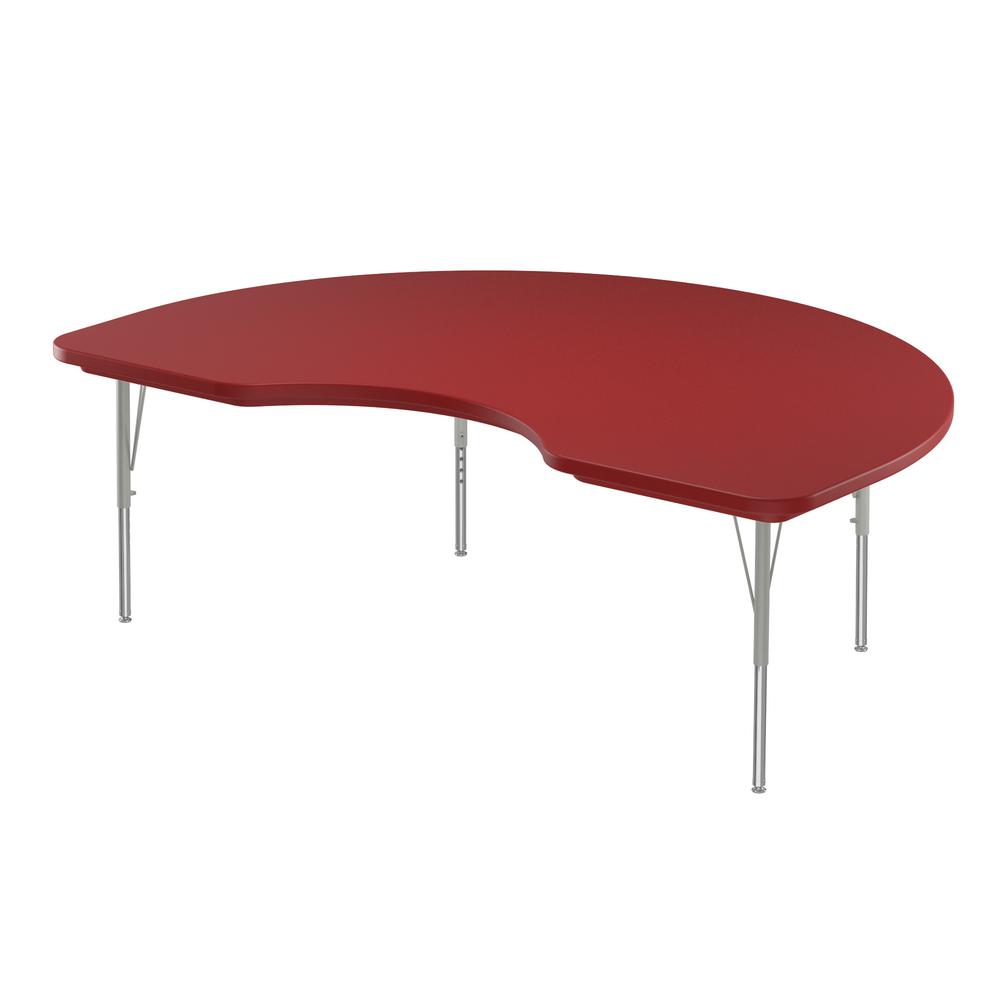 Commercial Blow-Molded Plastic Top Activity Tables, 48x72" KIDNEY RED SILVER MIST. Picture 6