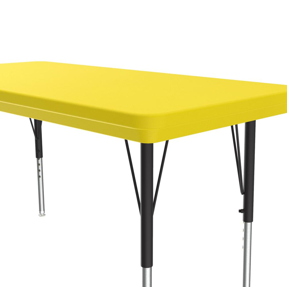 Commercial Blow-Molded Plastic Top Activity Tables, 24x48", RECTANGULAR, YELLOW , BLACK/CHROME. Picture 2