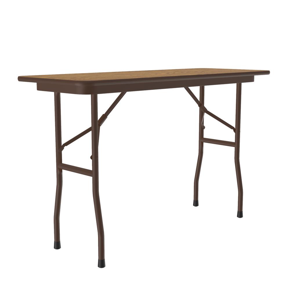 Deluxe High Pressure Top Folding Table, 18x48", RECTANGULAR, MED OAK BROWN. Picture 5