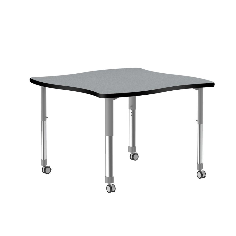Deluxe High Pressure Collaborative Desk with Casters, 42x42", SWERVE GRAY GRANITE GRAY/CHROME. Picture 1