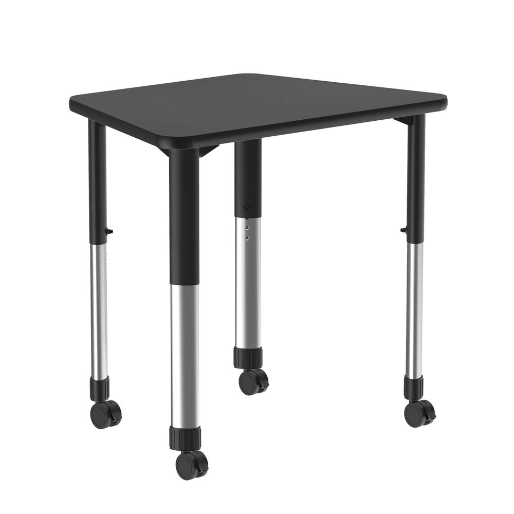 Deluxe High Pressure Collaborative Desk with Casters 33x23", TRAPEZOID GRAY GRANITE, BLACK/CHROME. Picture 1