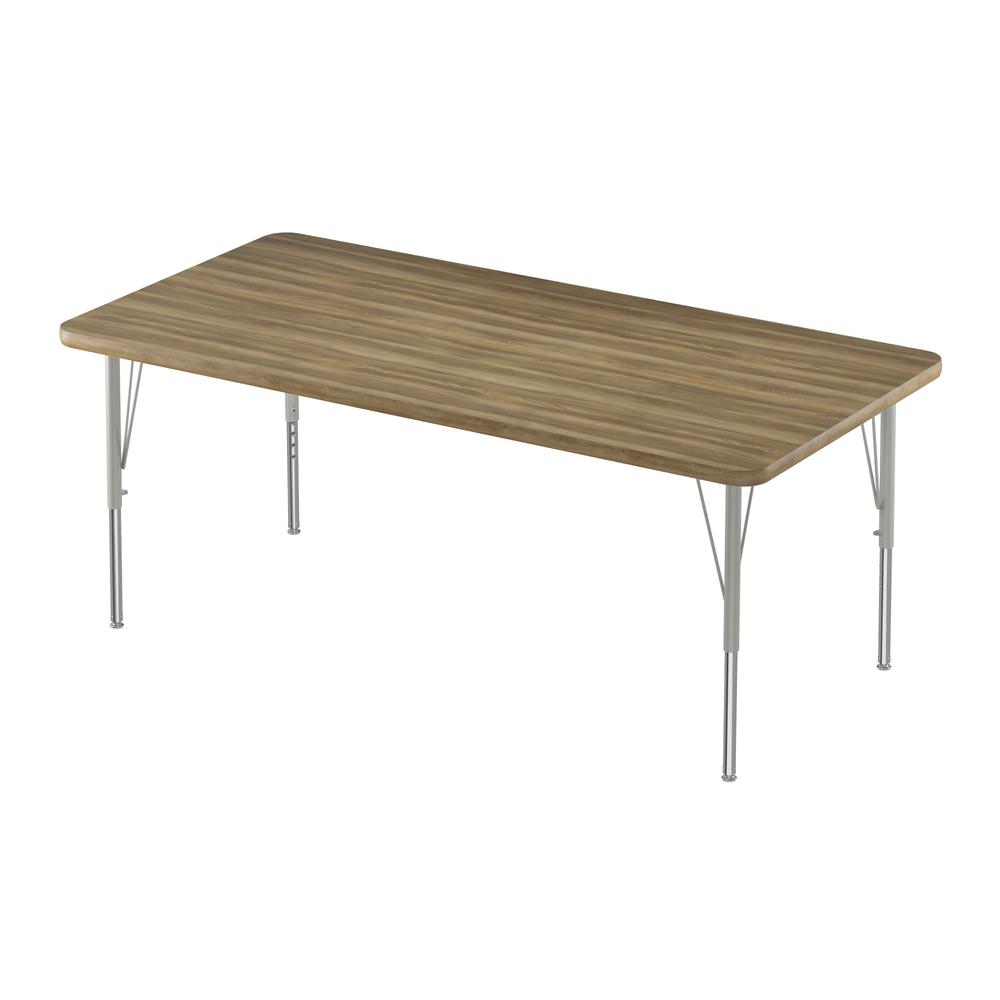 Deluxe High-Pressure Top Activity Tables, 30x60", RECTANGULAR, COLONIAL HICKORY, SILVER MIST. Picture 2