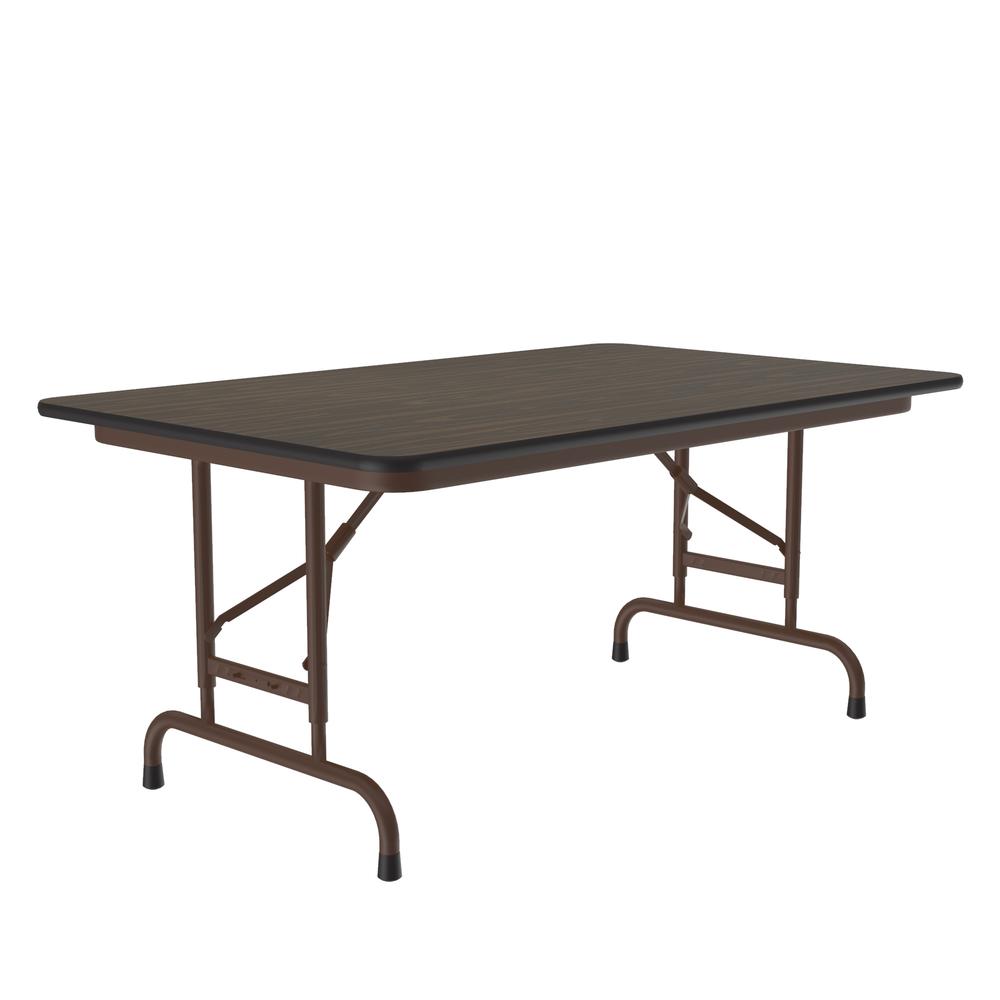 Adjustable Height Econoline Melamine Top Folding Table, 30x48", RECTANGULAR, WALNUT BROWN. Picture 3