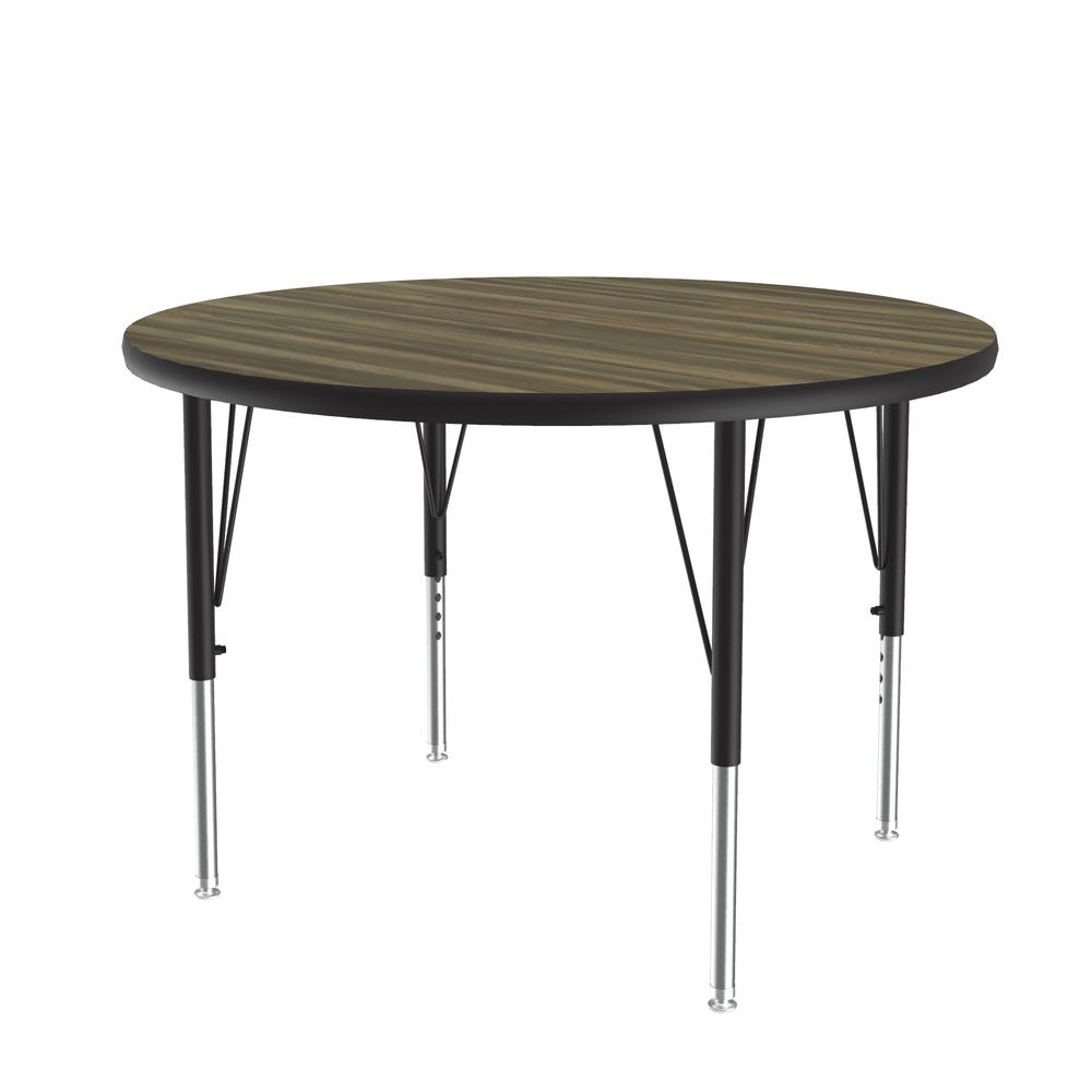 Deluxe High-Pressure Top Activity Tables, 36x36" ROUND COLONIAL HICKORY, BLACK/CHROME. Picture 1