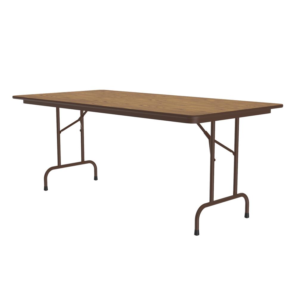 Deluxe High Pressure Top Folding Table 36x72" RECTANGULAR, MED OAK, BROWN. Picture 8
