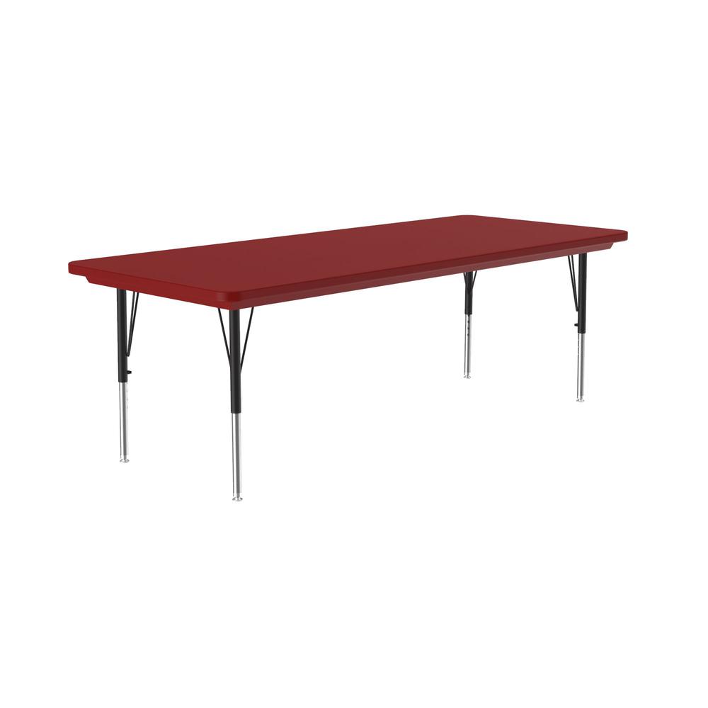 Commercial Blow-Molded Plastic Top Activity Tables 30x72", RECTANGULAR, RED BLACK/CHROME. Picture 8