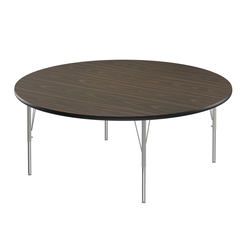 Commercial Laminate Top Activity Tables 60x60", ROUND, WALNUT SILVER MIST. Picture 1