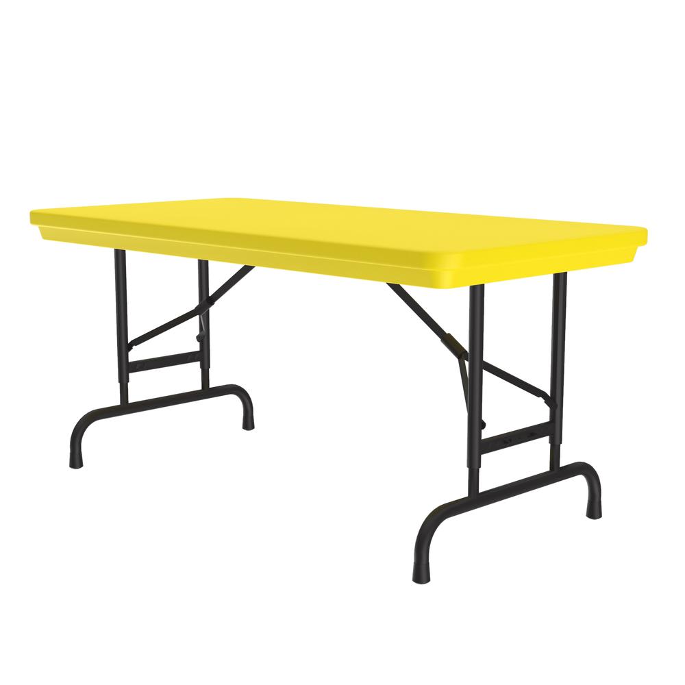 Adjustable Height Commercial Blow-Molded Plastic Folding Table 24x48", RECTANGULAR YELLOW, BLACK. Picture 5