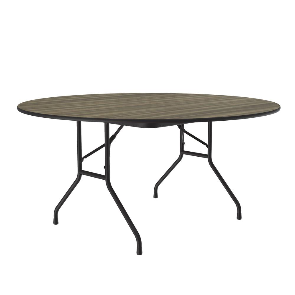 Deluxe High Pressure Top Folding Table, 60x60" ROUND COLONIAL HICKORY, BLACK. Picture 3