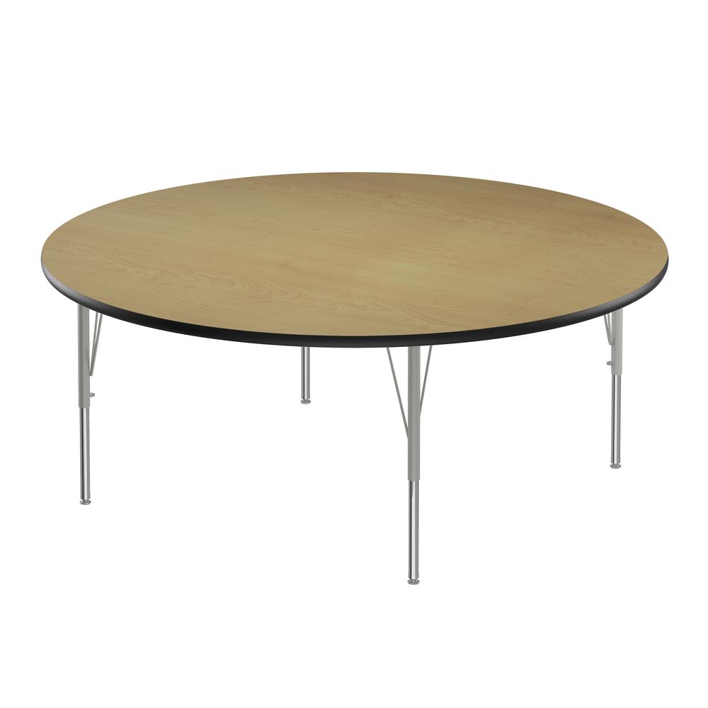 Deluxe High-Pressure Top Activity Tables 60x60" ROUND FUSION MAPLE, SILVER MIST. Picture 1