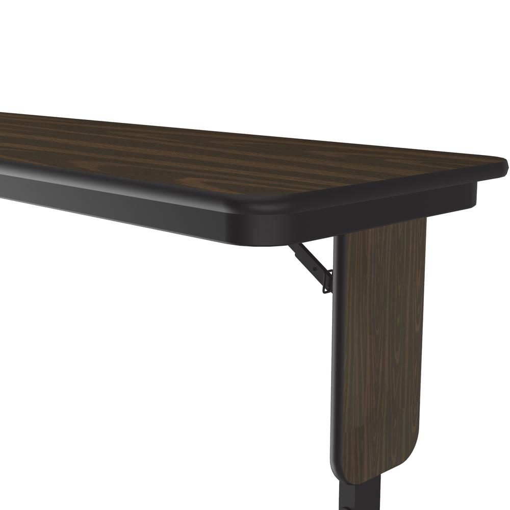 Adjustable Height Commercial Laminate Folding Seminar Table with Panel Leg 18x60", RECTANGULAR, WALNUT, BLACK. Picture 3