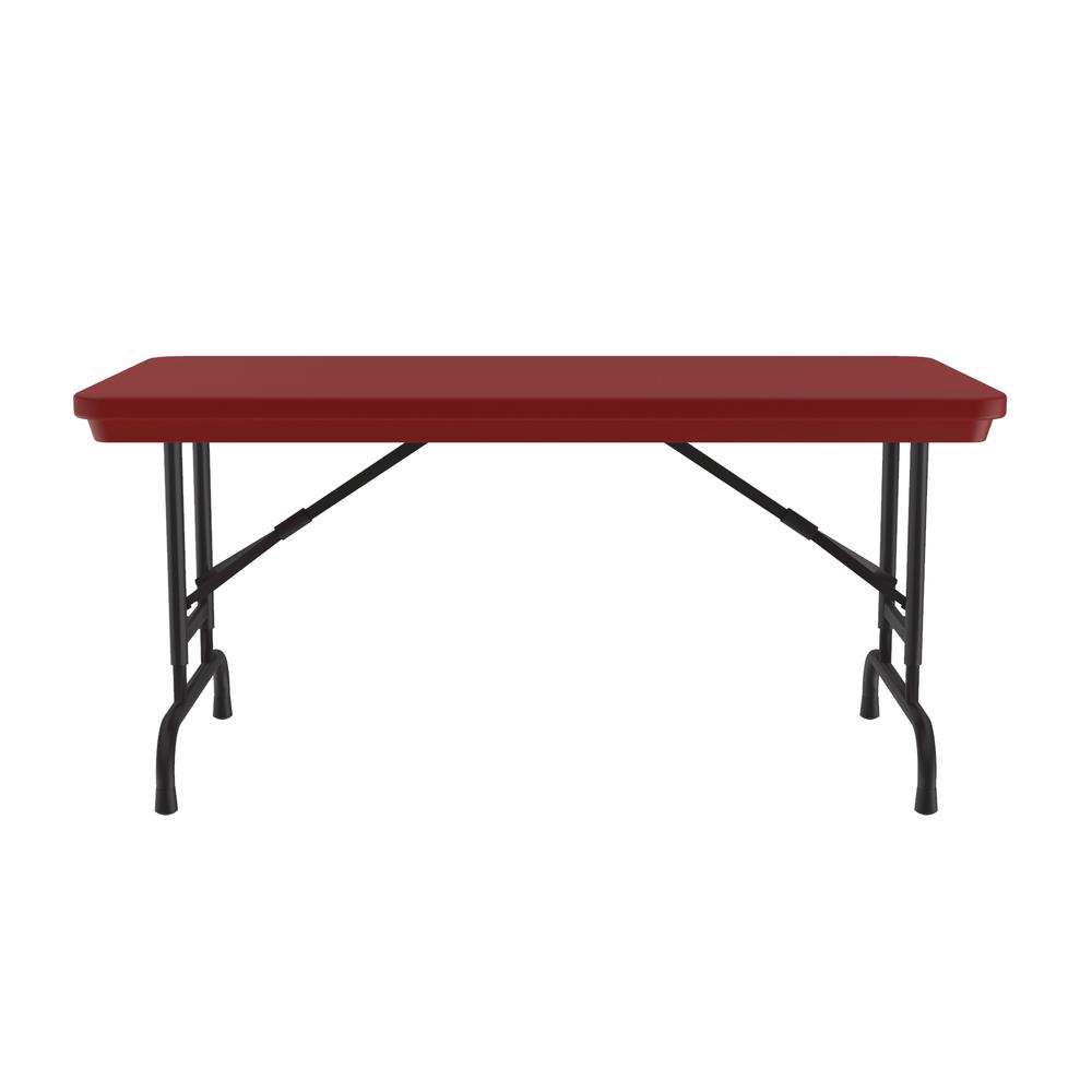 Adjustable Height Commercial Blow-Molded Plastic Folding Table 24x48" RECTANGULAR, RED, BLACK. Picture 2