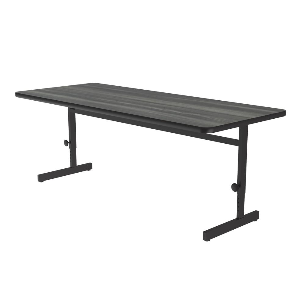 Adjustable Height Deluxe High-Pressure Top, Trapezoid, Computer/Student Desks, 30x60" TRAPEZOID NEW ENGLAND DRIFTWOOD, BLACK. Picture 7