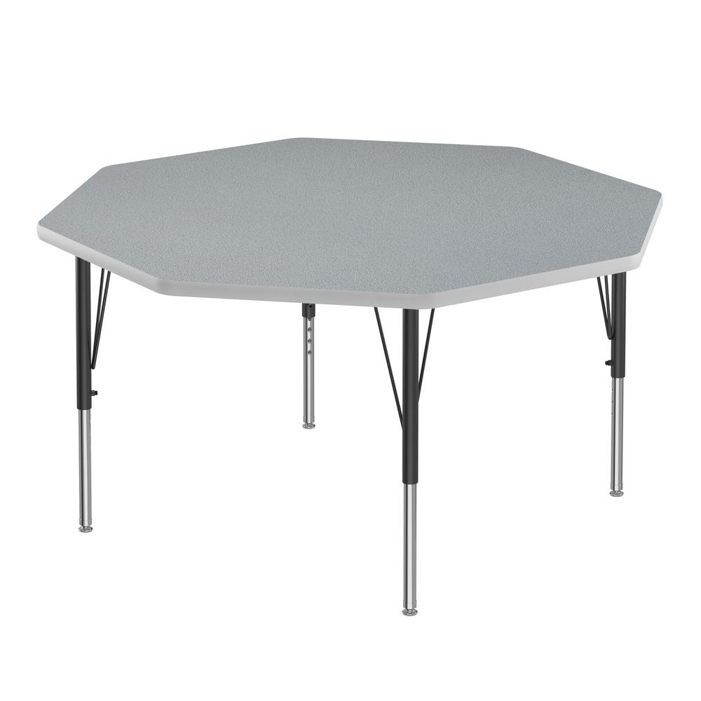 Deluxe High-Pressure Top Activity Tables, 48x48" OCTAGONAL GRAY GRANITE, BLACK/CHROME. Picture 1