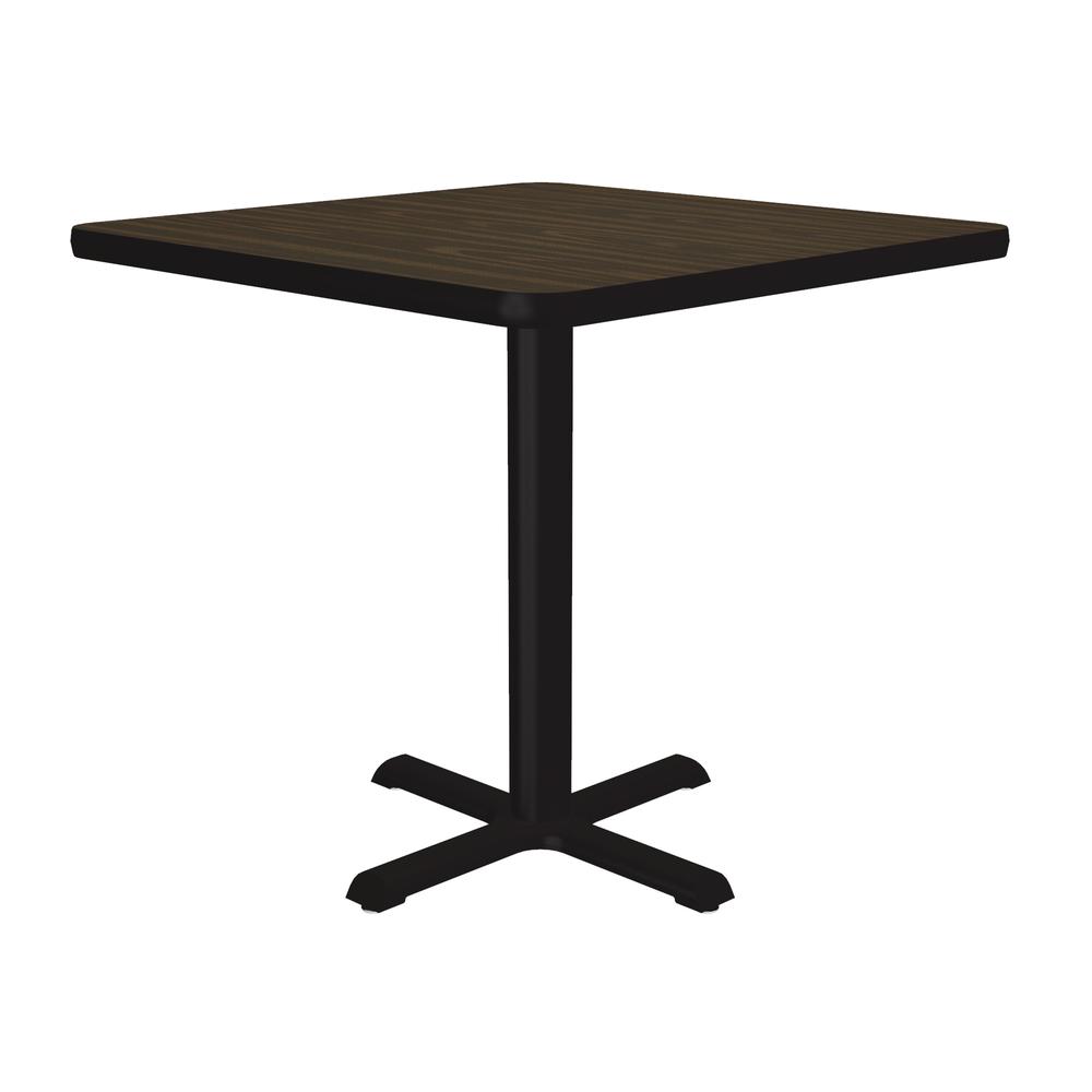 Table Height Deluxe High-Pressure Café and Breakroom Table, 24x24" SQUARE WALNUT, BLACK. Picture 8