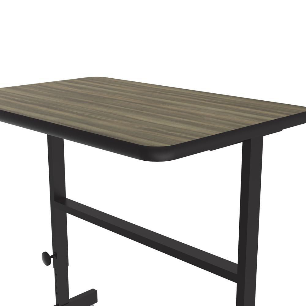 Deluxe High-Pressure Laminate Top Adjustable Standing  Height Work Station 24x36", RECTANGULAR, COLONIAL HICKORY, BLACK. Picture 3