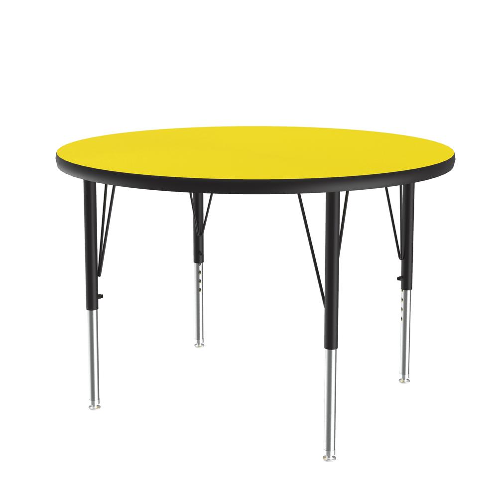 Deluxe High-Pressure Top Activity Tables 36x36", ROUND YELLOW , BLACK/CHROME. Picture 8