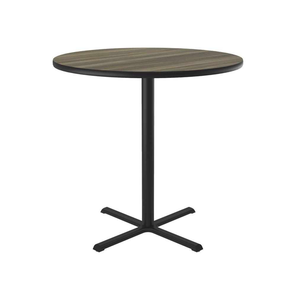 Bar Stool/Standing Height Deluxe High-Pressure Café and Breakroom Table, 36x36" ROUND COLONIAL HICKORY, BLACK. Picture 8