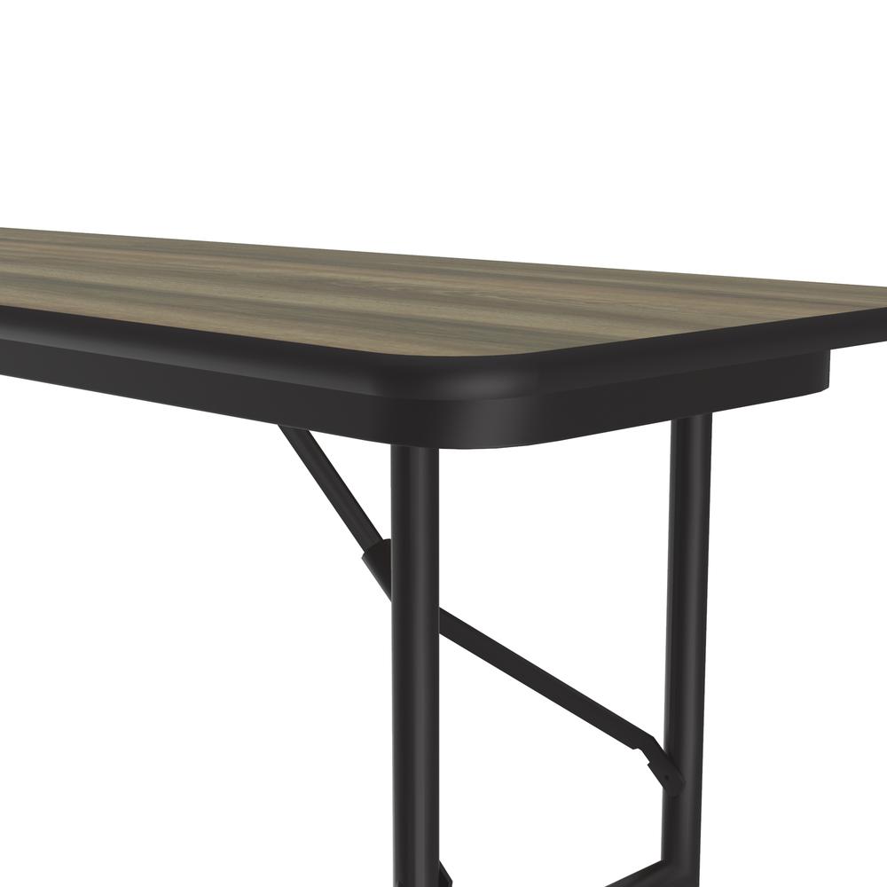 Deluxe High Pressure Top Folding Table, 18x60" RECTANGULAR, COLONIAL HICKORY BLACK. Picture 3