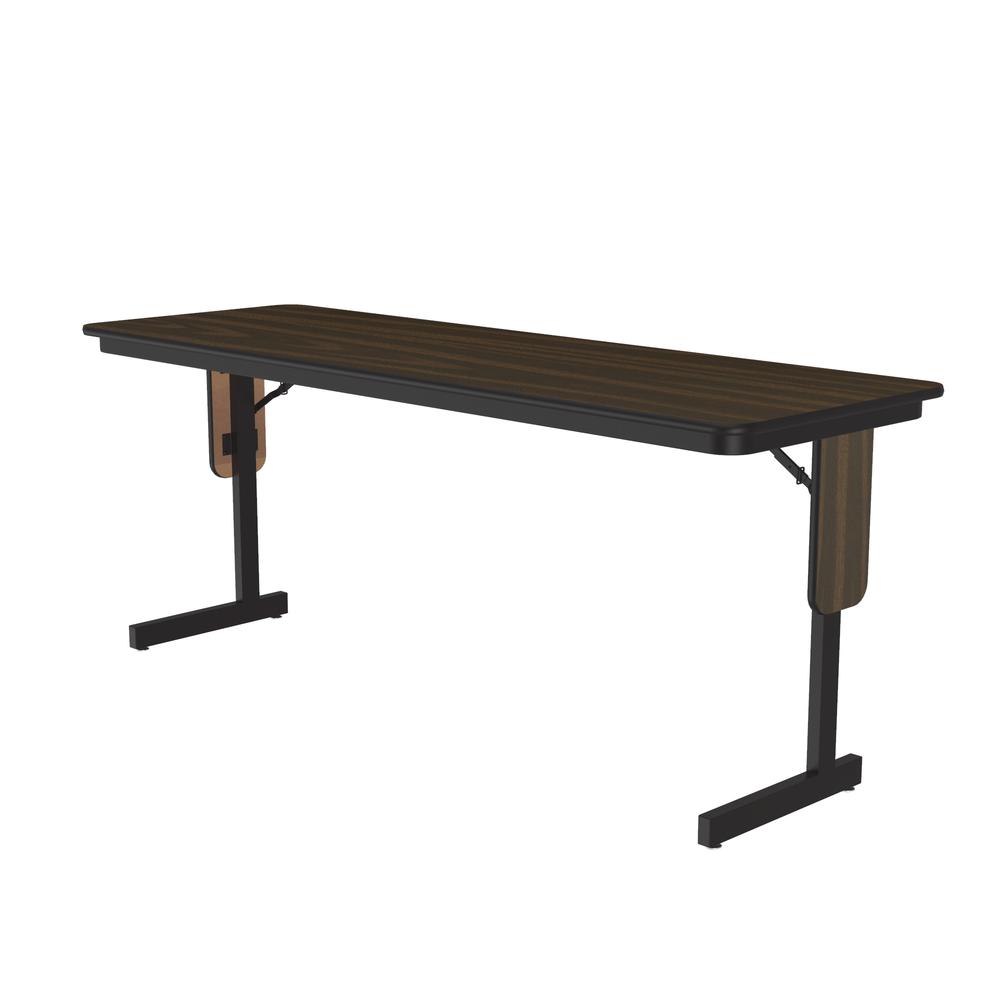 Commercial Laminate Folding Seminar Table with Panel Leg, 24x60" RECTANGULAR WALNUT BLACK. Picture 6