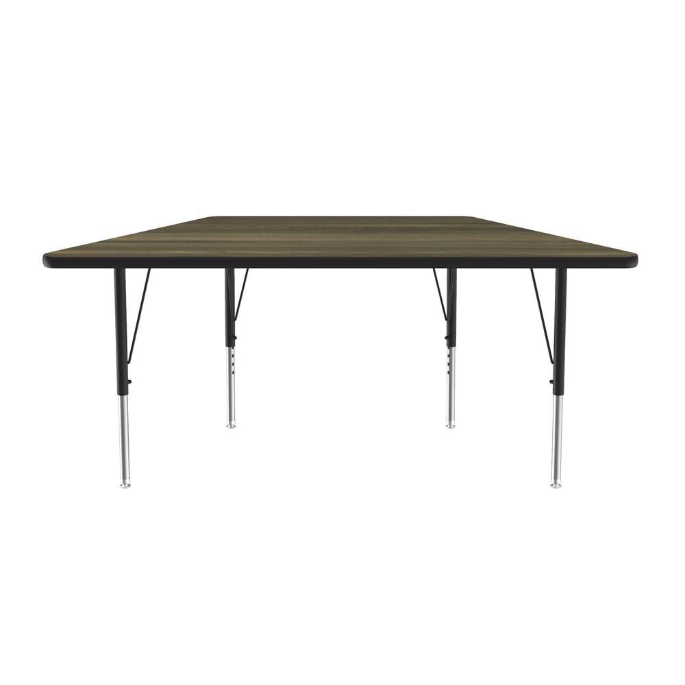 Deluxe High-Pressure Top Activity Tables 30x60", TRAPEZOID COLONIAL HICKORY, BLACK/CHROME. Picture 4