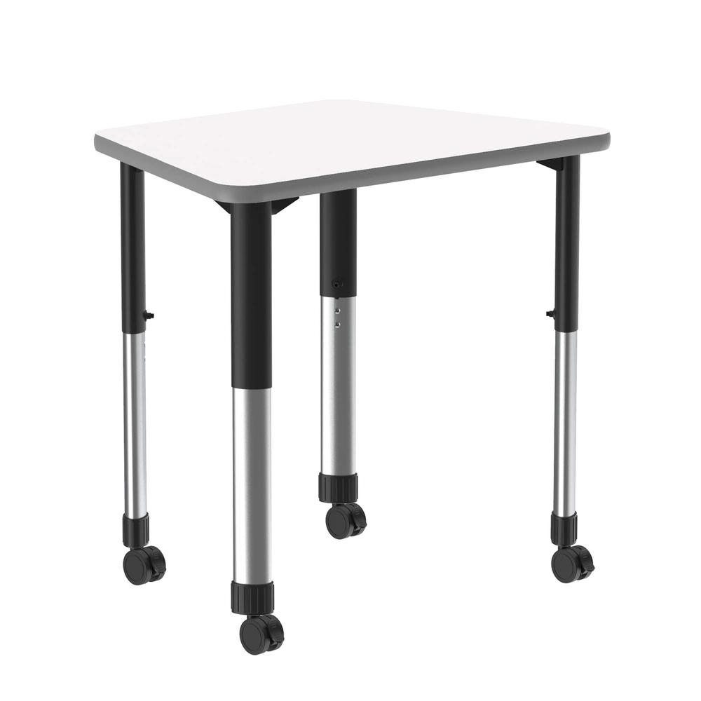 Markerboard-Dry Erase High Pressure Collaborative Desk with Casters 33x23" TRAPEZOID, FROSTY WHITE BLACK/CHROME. Picture 3