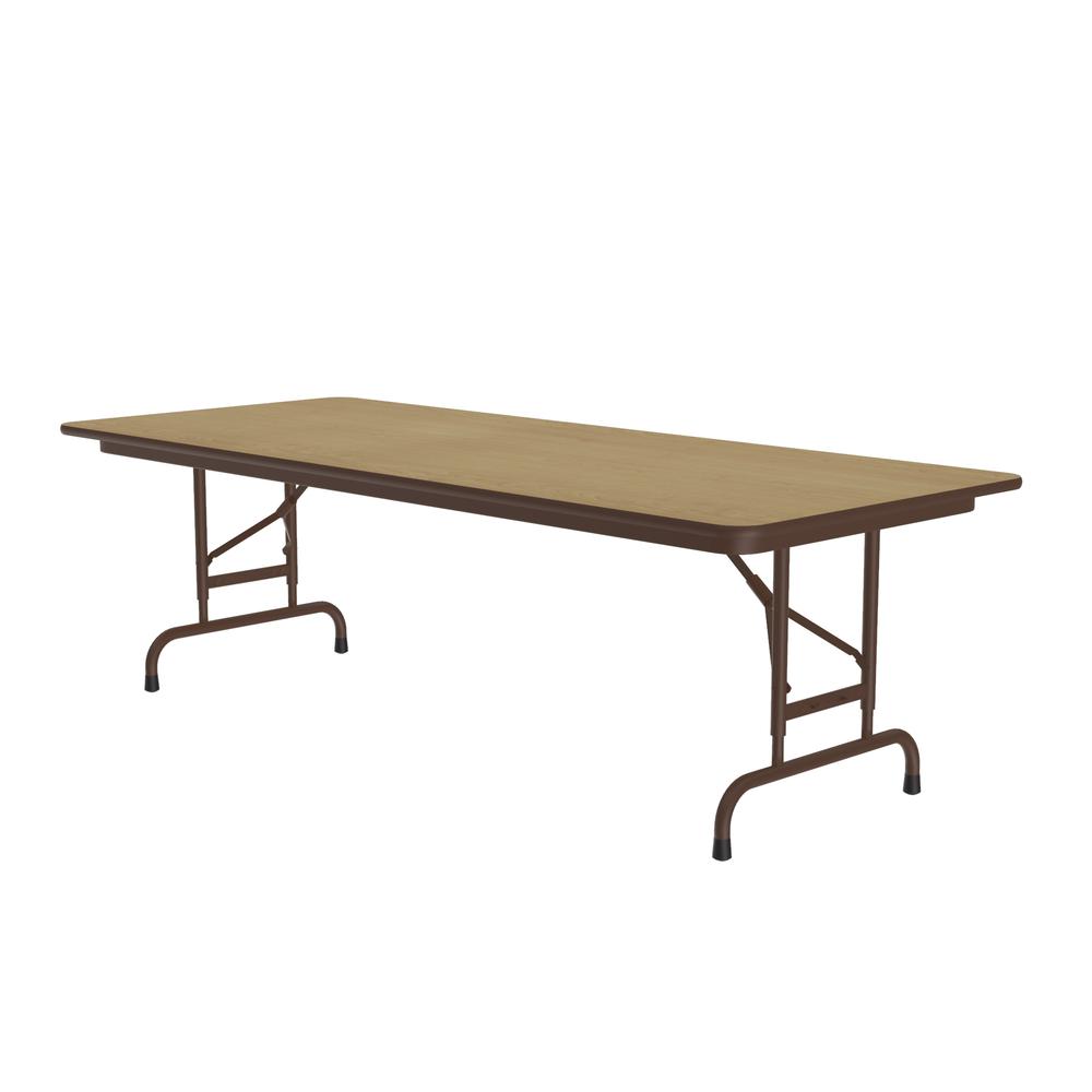 Adjustable Height High Pressure Top Folding Table, 30x72", RECTANGULAR, FUSION MAPLE, BROWN. Picture 1