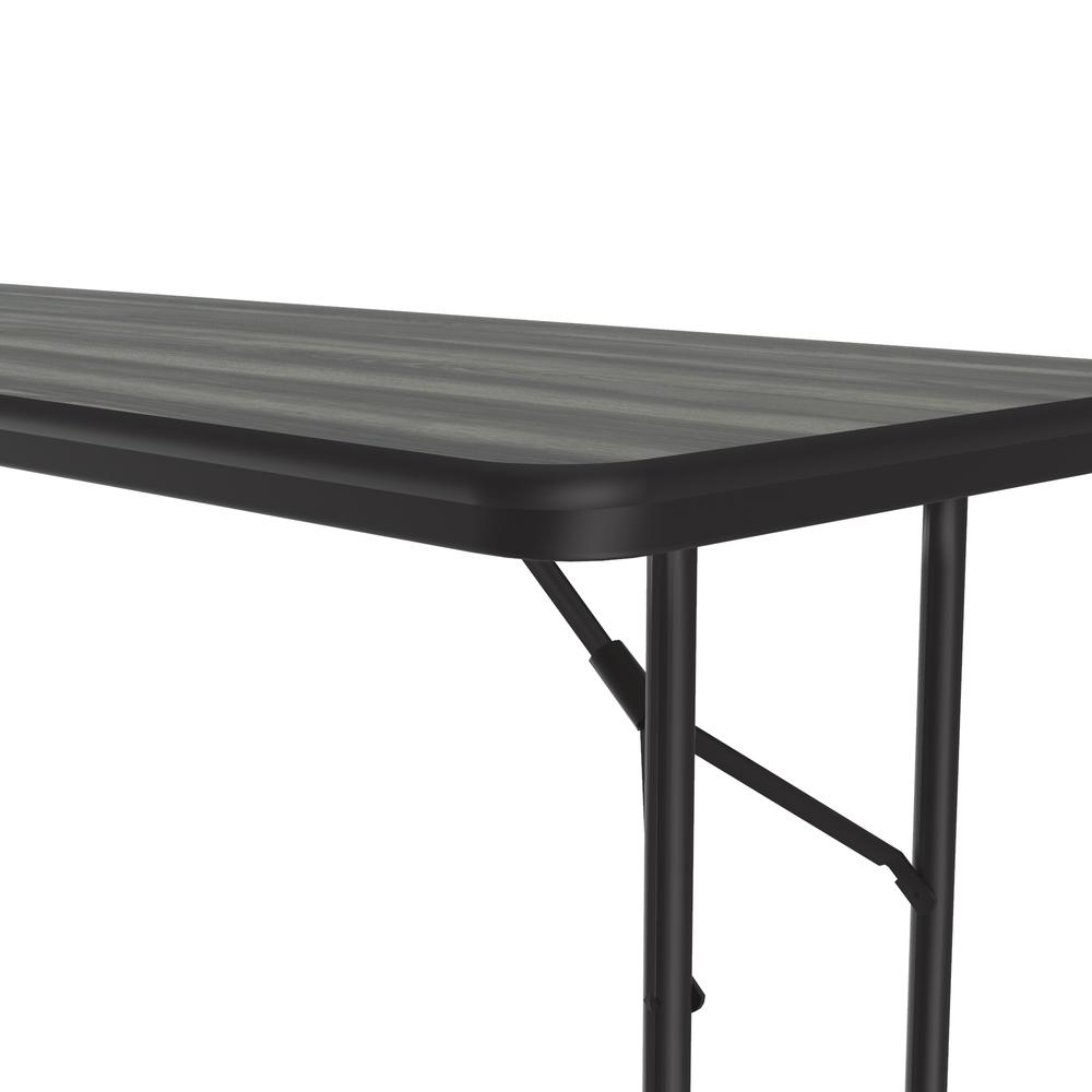 Deluxe High Pressure Top Folding Table 24x72", RECTANGULAR NEW ENGLAND DRIFTWOOD, BLACK. Picture 4