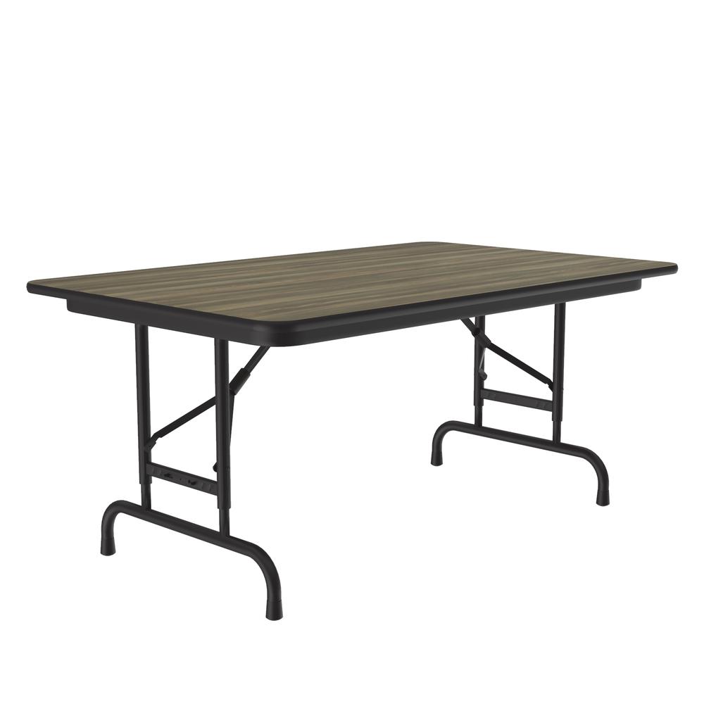 Adjustable Height High Pressure Top Folding Table 30x48", RECTANGULAR COLONIAL HICKORY, BLACK. Picture 3