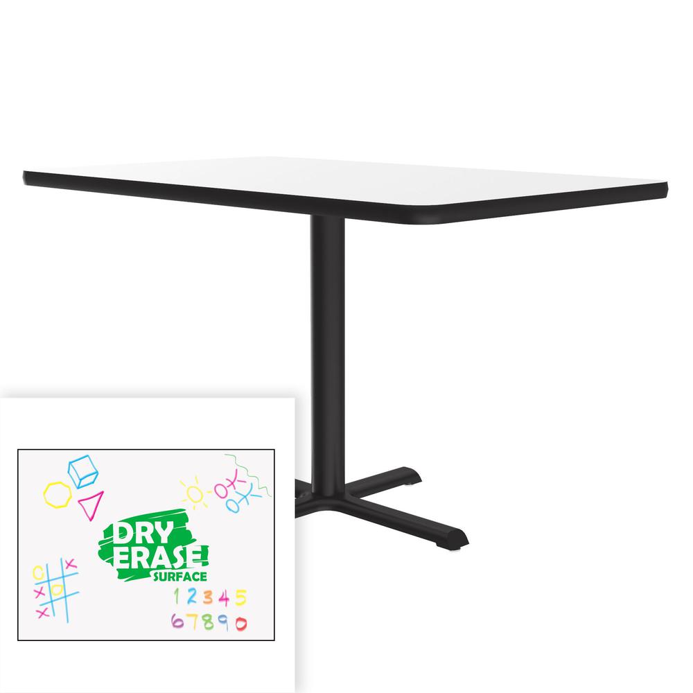 Markerboard-Dry Erase High Pressure Top - Table Height Café and Breakroom Table 30x48", RECTANGULAR FROSTY WHITE BLACK. Picture 4