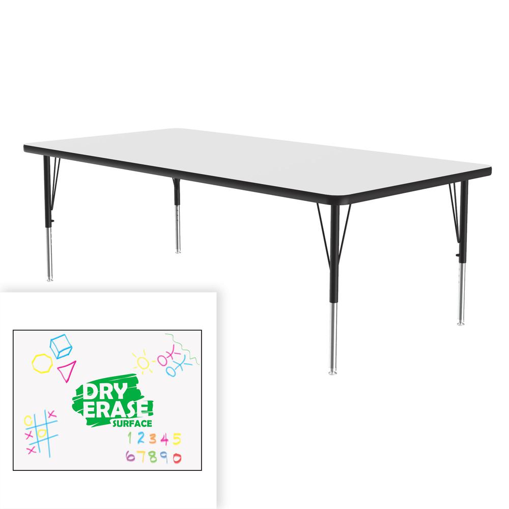 Markerboard-Dry Erase  Deluxe High Pressure Top - Activity Tables 30x72", RECTANGULAR FROSTY WHITE BLACK/CHROME. Picture 8