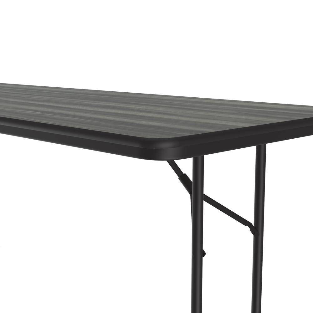 Deluxe High Pressure Top Folding Table, 30x96", RECTANGULAR NEW ENGLAND DRIFTWOOD BLACK. Picture 3