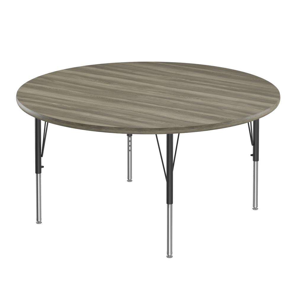 Deluxe High-Pressure Top Activity Tables, 48x48", ROUND, NEW ENGLAND DRIFTWOOD BLACK/CHROME. Picture 4
