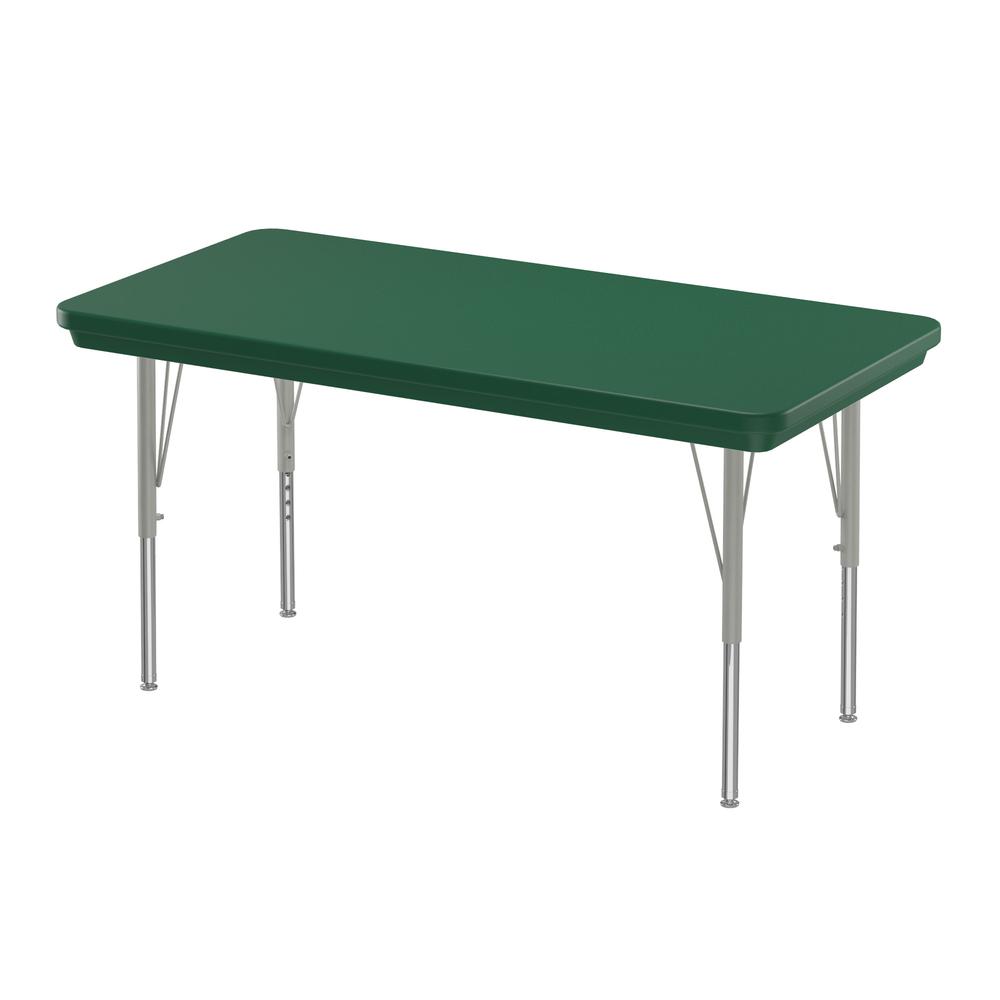 Commercial Blow-Molded Plastic Top Activity Tables 24x48", RECTANGULAR, GREEN , SILVER MIST. Picture 1