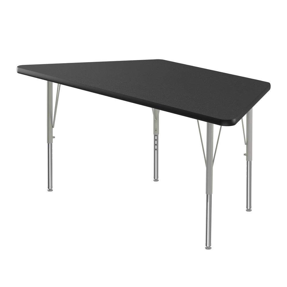 Deluxe High-Pressure Top Activity Tables, 30x60", TRAPEZOID, BLACK GRANITE, SILVER MIST. Picture 2
