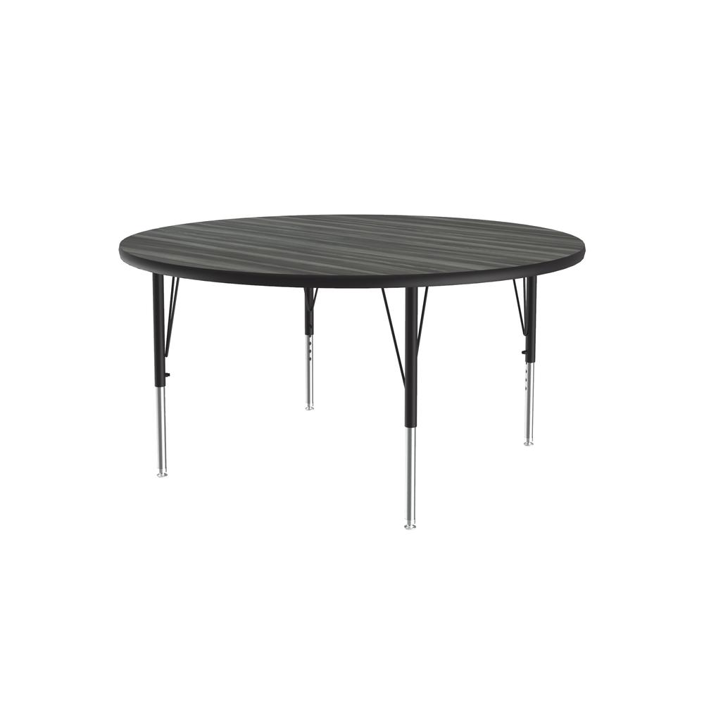 Deluxe High-Pressure Top Activity Tables 42x42", ROUND, NEW ENGLAND DRIFTWOOD, BLACK/CHROME. Picture 2