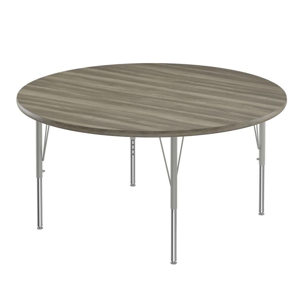 Deluxe High-Pressure Top Activity Tables 48x48" ROUND, NEW ENGLAND DRIFTWOOD, SILVER MIST. Picture 3