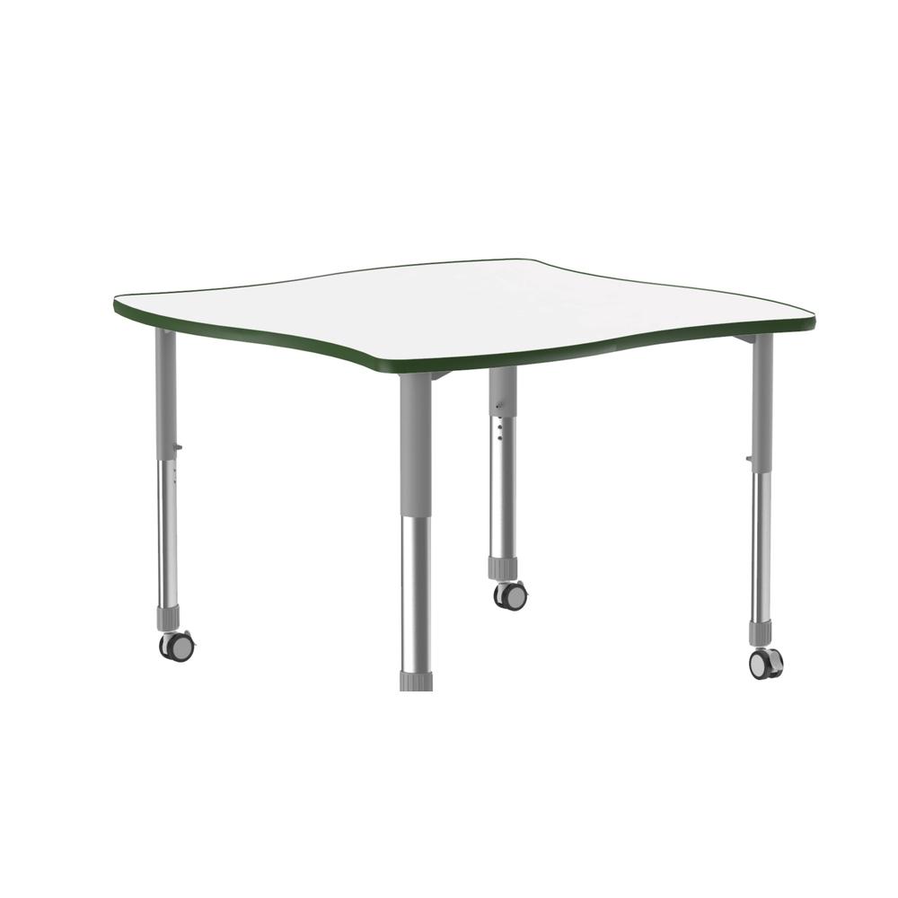 Markerboard-Dry Erase High Pressure Collaborative Desk with Casters, 42x42" SWERVE FROSTY WHITE GRAY/CHROME. Picture 1