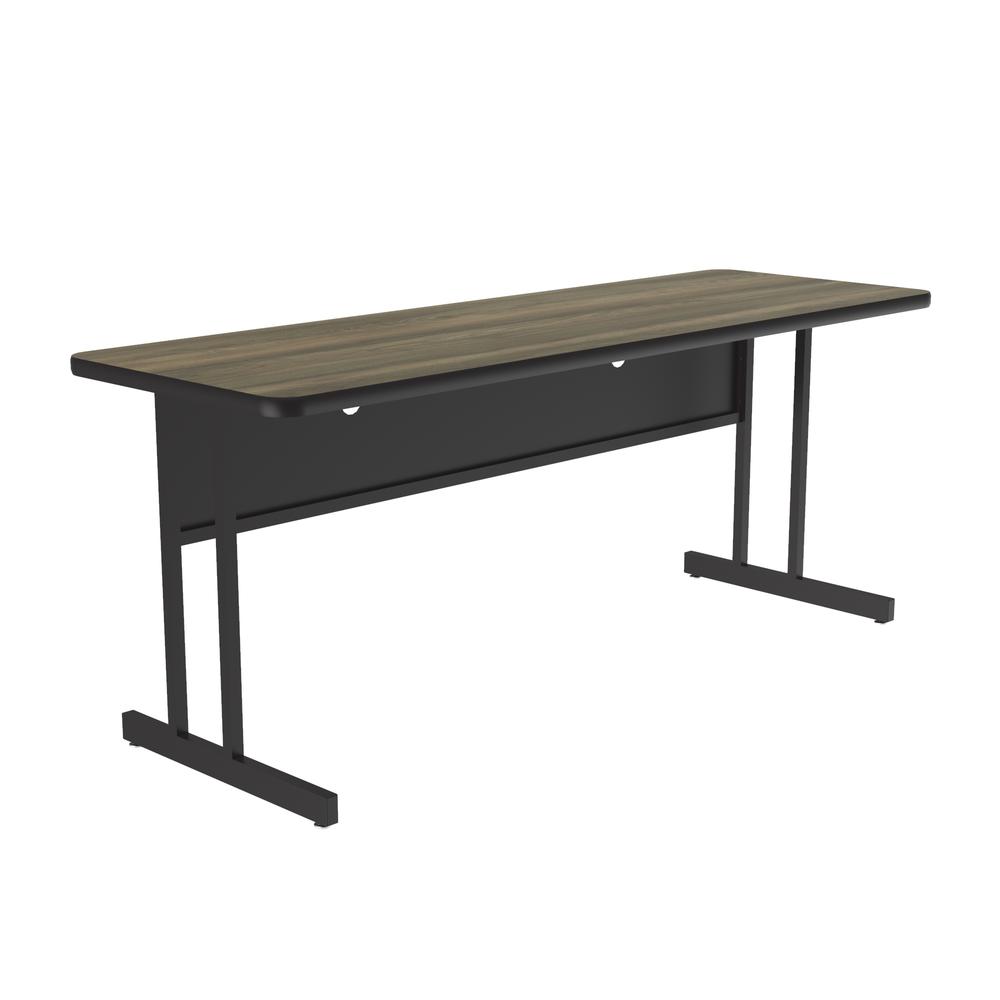 Desk Height  Deluxe HIgh-Pressure Top Computer/Student Desks , 24x72" RECTANGULAR COLONIAL HICKORY, BLACK. Picture 6