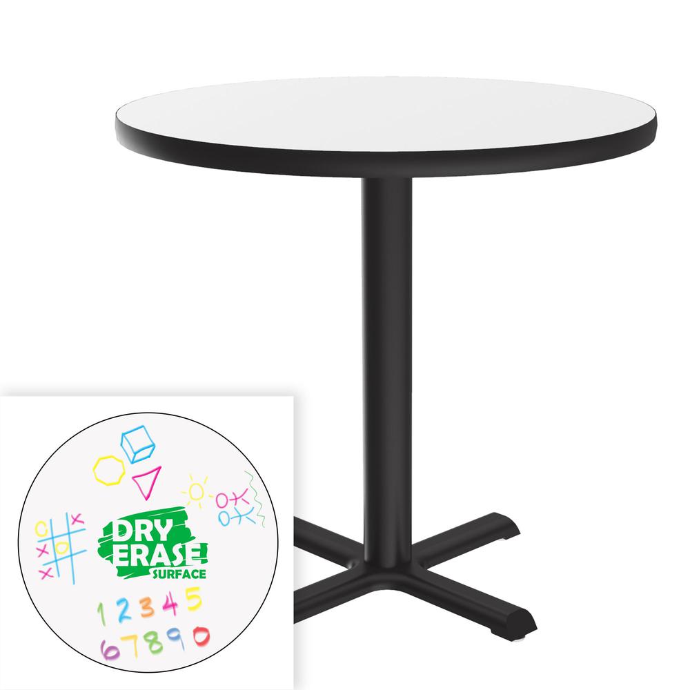 Markerboard-Dry Erase High Pressure Top - Table Height Café and Breakroom Table, 30x30", ROUND FROSTY WHITE BLACK. Picture 1