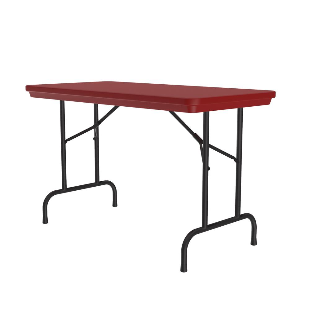 Commercial Blow-Molded Plastic Folding Table 24x48", RECTANGULAR RED, BLACK. Picture 4