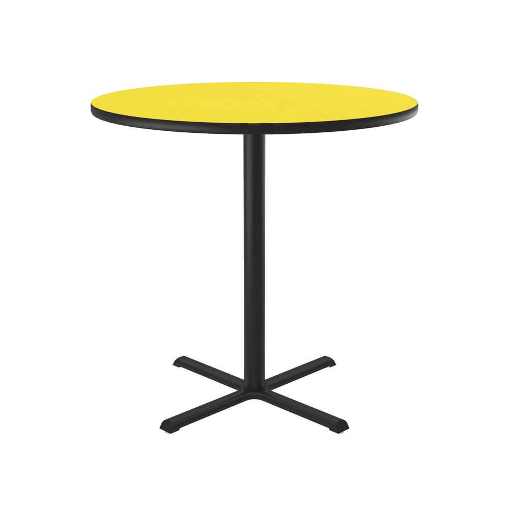 Bar Stool/Standing Height Deluxe High-Pressure Café and Breakroom Table, 42x42" ROUND, YELLOW BLACK. Picture 8