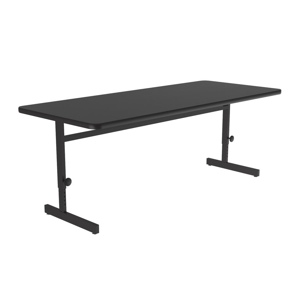 Adjustable Height Deluxe High-Pressure Top, Trapezoid, Computer/Student Desks, 30x60", TRAPEZOID, BLACK GRANITE, BLACK. Picture 5