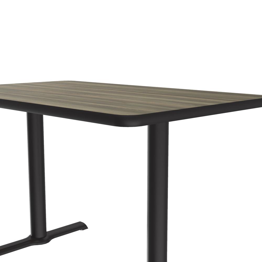 Table Height Deluxe High-Pressure Café and Breakroom Table, 30x60" RECTANGULAR COLONIAL HICKORY BLACK. Picture 4