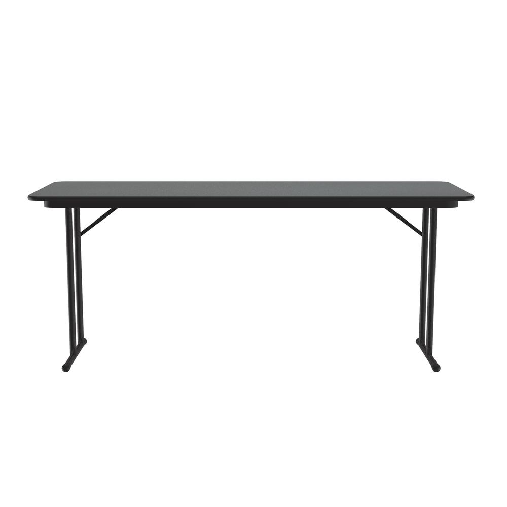 Deluxe High-Pressure Folding Seminar Table with Off-Set Leg 24x60", RECTANGULAR MONTANA GRANITE, BLACK. Picture 1