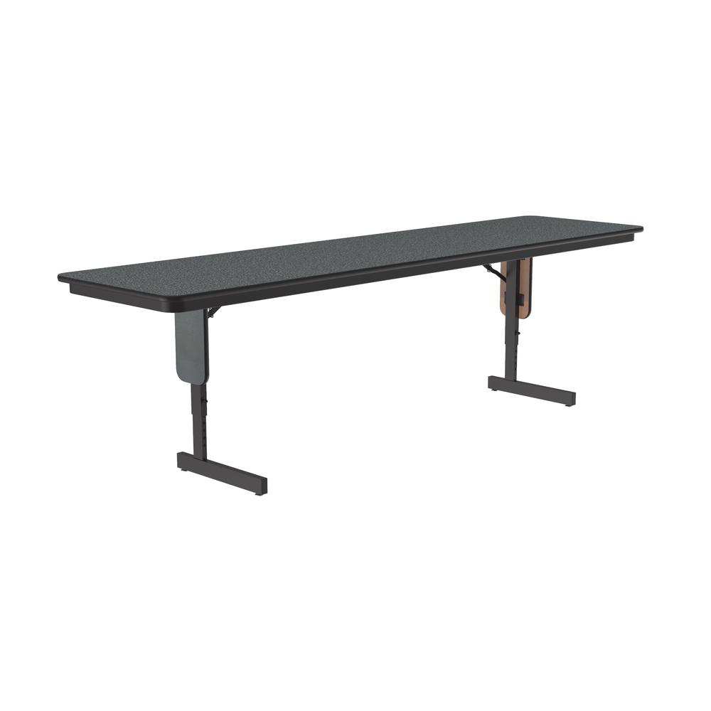 Adjustable Height Deluxe High-Pressure Folding Seminar Table with Panel Leg 24x72", RECTANGULAR, MONTANA GRANITE, BLACK. Picture 8
