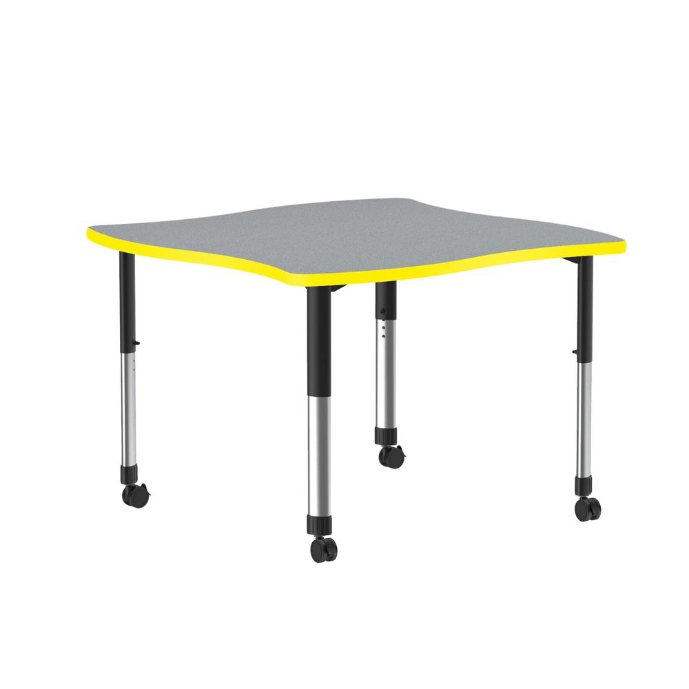 Deluxe High Pressure Collaborative Desk with Casters, 42x42", SWERVE, GRAY GRANITE BLACK/CHROME. Picture 1
