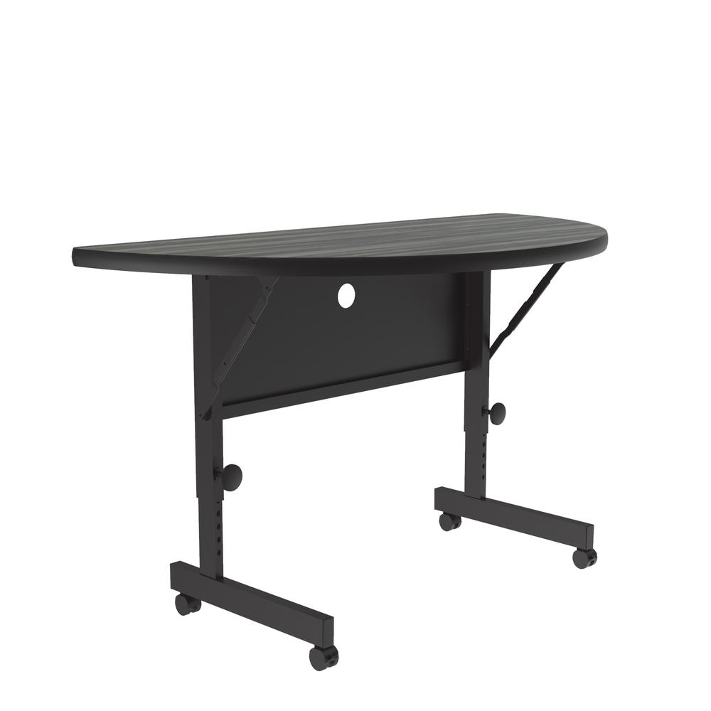 Deluxe High Pressure Top Flip Top Table, 24x48", RECTANGULAR, NEW ENGLAND DRIFTWOOD, BLACK. Picture 2