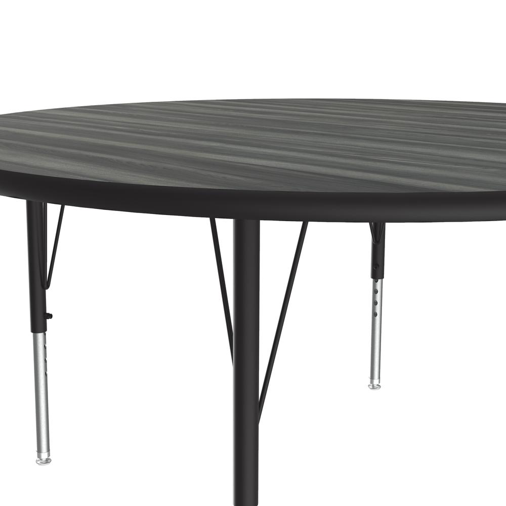Deluxe High-Pressure Top Activity Tables 42x42", ROUND, NEW ENGLAND DRIFTWOOD, BLACK/CHROME. Picture 9