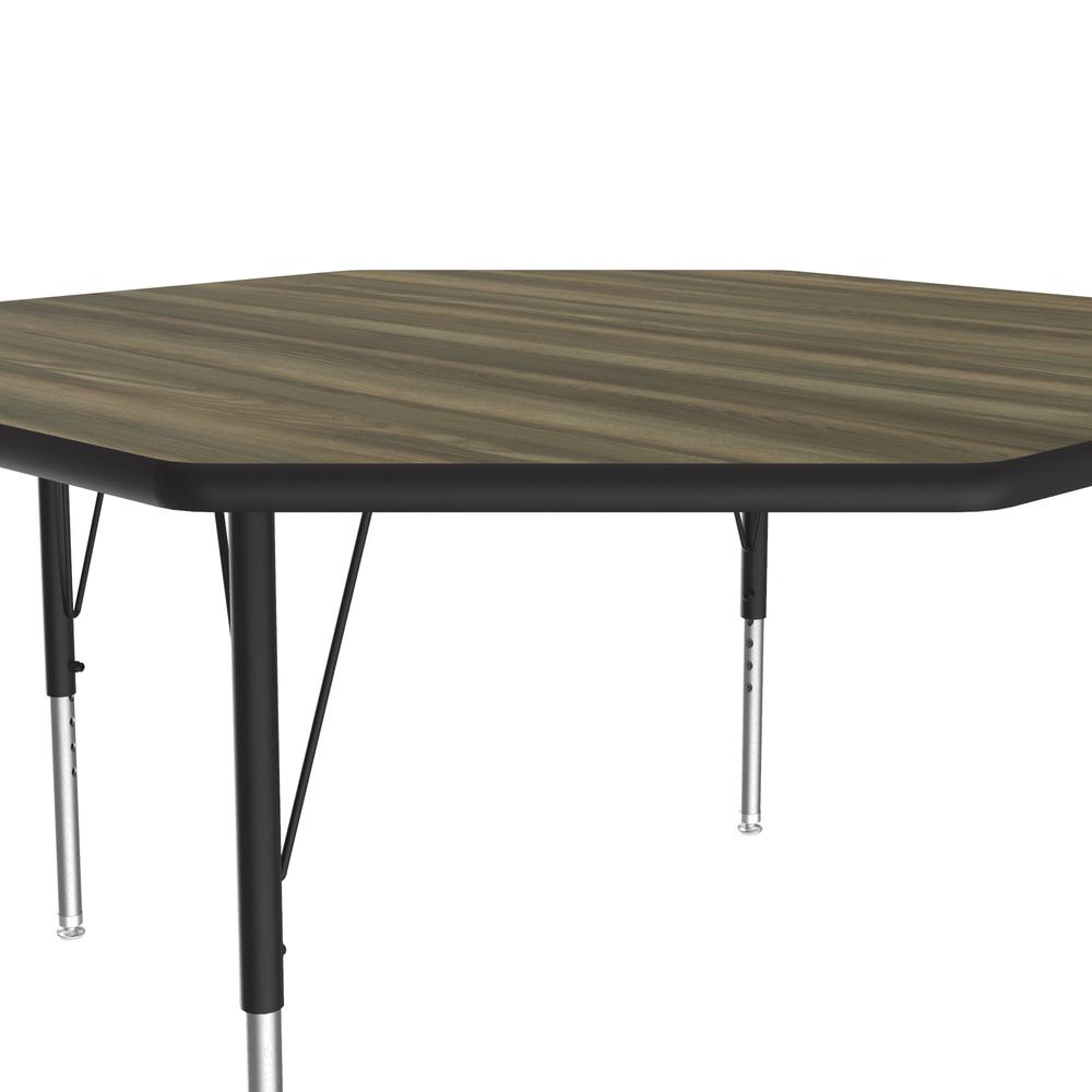 Deluxe High-Pressure Top Activity Tables, 48x48" OCTAGONAL COLONIAL HICKORY BLACK/CHROME. Picture 5